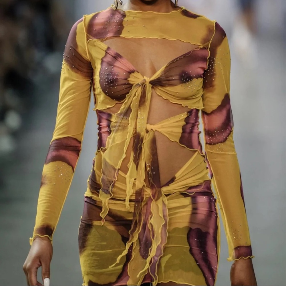 Kim Shui Swirl Print Mesh Tye Dress